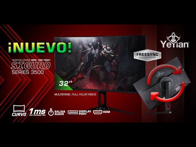 Monitor Gamer Yeyian de 31.5 , Resolución 1920 x 1080 Full HD Yeyian Monitor  Gaming Curvo 32 Pulgadas Full HD YMC-70201