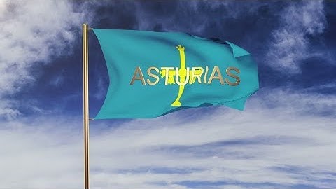 4K Asturias flag with title waving in the wind. Looping sun rises style. Animation loop Stock video