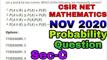 CSIR NET MATHEMATICS 2020 SOLUTION | CSIR NET MATHEMATICS 2020 PROBABILITY SOLUTION SEC C | 30 NOV