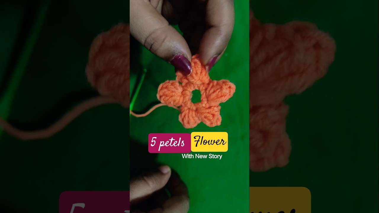 5 petels crochet flower tutorial video 