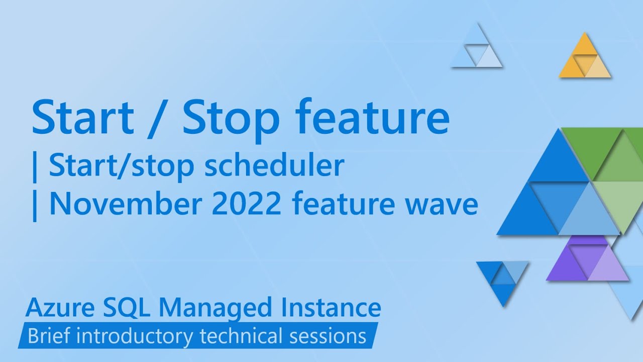 Start / Stop feature for Azure SQL Managed Instance - YouTube