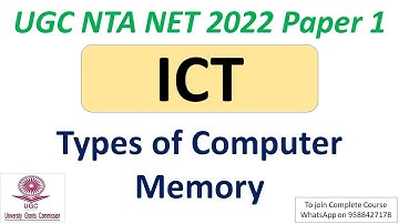 Types of Computer, Memory | ICT | Paper 1 UGC NET 2022