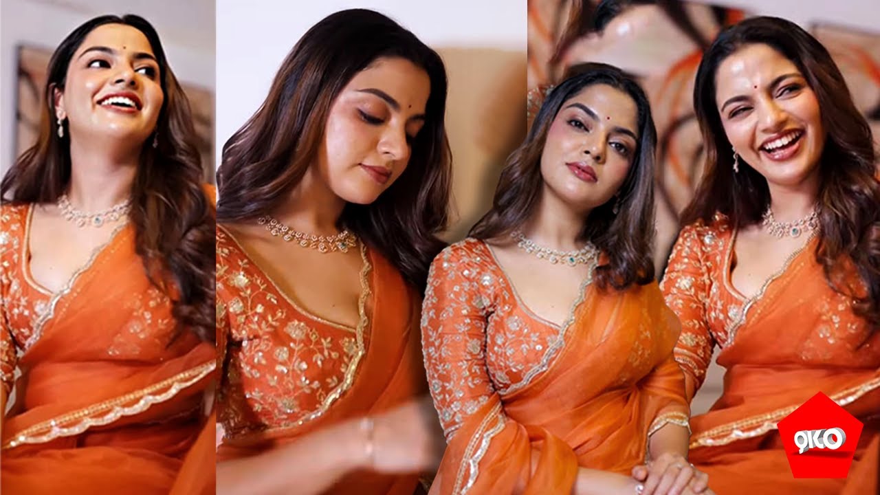 വൈറലായ നിഖിലയുടെ ആ ഓറഞ്ച് സാരി ലുക്ക്..! 🥵🔥 | Actress Nikhila Vimal Viral Video in Orange Saree