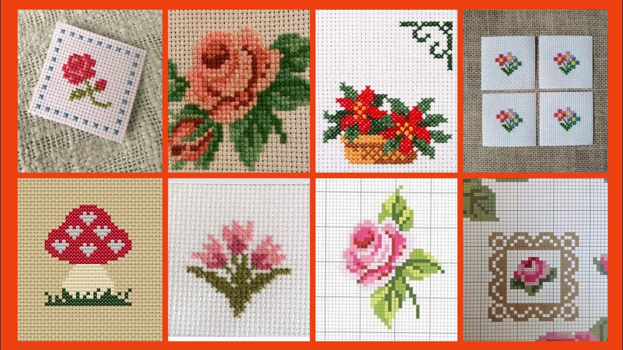 Впечатляющая и современная схема для вышивки крестом в винтажном цветочном стиле.