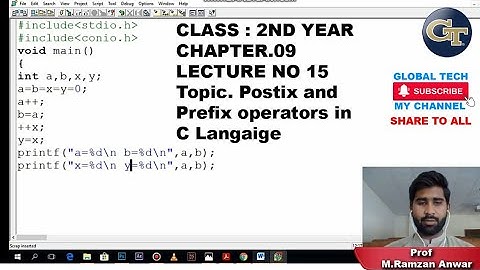 Postfix and prefix in c programming |Urdu/Hindi | Global tech