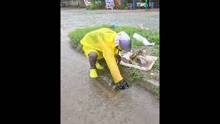 Street Drain Packed Solid Until This Cleanup Happened #flooding #satisfying #flood #rain