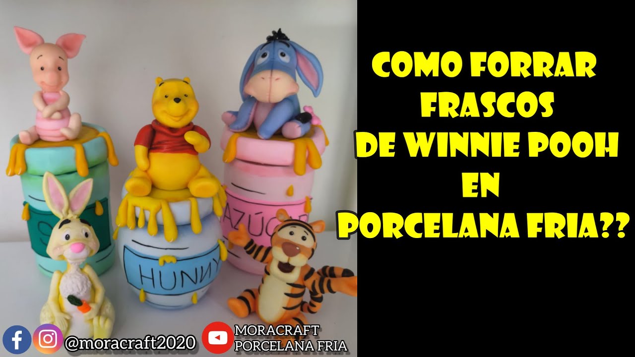 COMO FORRAR FRASCOS EN PORCELANA FRIA -frascos de winnie pooh