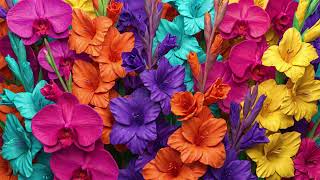 Colorful Gladiolus and Orchids screensaver wallpaper or TV screensaver | protector de pantalla screenshot 2