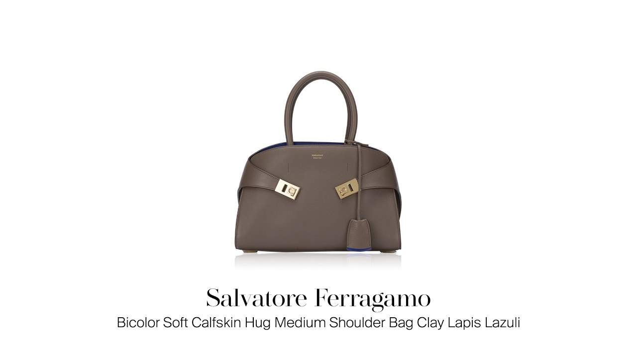 Salvatore Ferragamo Bicolor Soft Calfskin Hug Medium Shoulder Bag