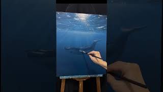 Whale acrylic painting! Easy for beginners! #art #acrylicpaiting #whale