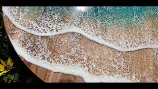 : #54. Frothy Resin Waves on a Wooden Lazy Susan - Using a New Heat Gun and Attachment