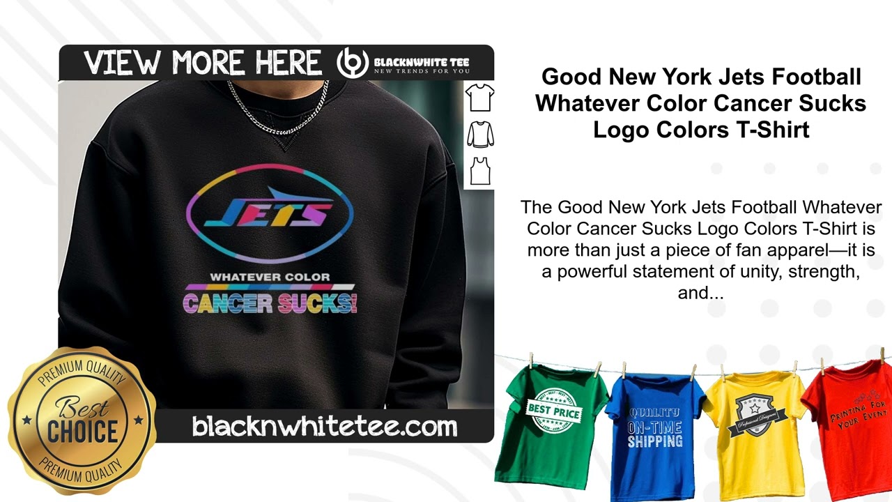 Good New York Jets Football Whatever Color Cancer Sucks Logo Colors T-Shirt