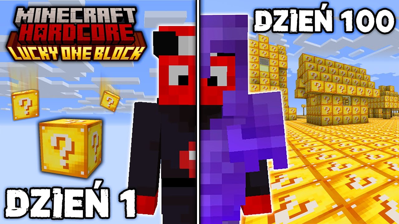 Przetrwałem 100 dni na LUCKYBLOCK HARDCORE ONEBLOCK