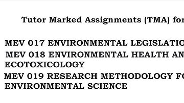 MSCENV 3rd Semester assignment || MEV17 MEV18 MEV19 ASSIGNMENT FOR JAN 2022