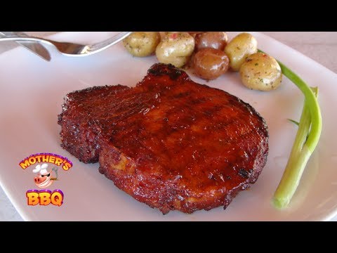 Smoked Pork Loin Chops with Apricot Bourbon BBQ sauce recipe