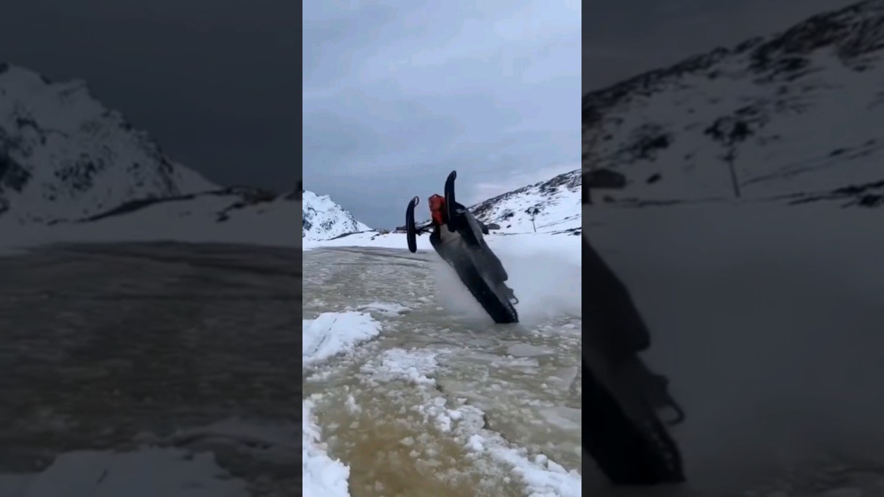 Snowmobile Water Skipping Fail