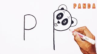 Menggambar PANDA diawali huruf P
