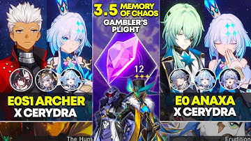 E0S1 Archer x Cerydra & E0 Anaxa x Cerydra | Memory of Chaos 12 | Honkai Star Rail 3.5