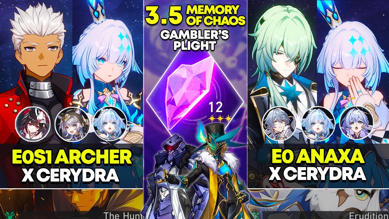E0S1 Archer x Cerydra & E0 Anaxa x Cerydra | Memory of Chaos 12 | Honkai Star Rail 3.5