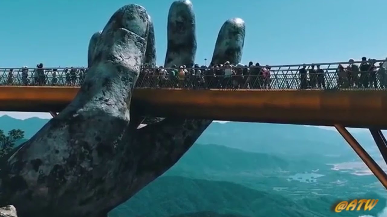 Golden Bridge on Ba Na Hills, Da Nang, Vietnam - Stunning Footage DA NANG TRAVEL