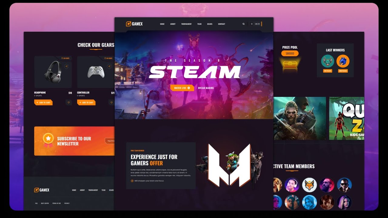 Gamming Website Using HTML CSS And JavaScript
