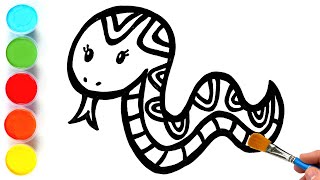 snake drawing and coloring painting for kids toddlers animal drawings for children