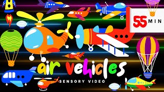 Fun Visual Air Vehicles Sensory Video: Infant Videos for Babies. Airplanes. Helicopters. Balloons.