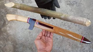 cara membuat gagang dan sarung golok dari bambu ❗kerajinan dari bambu yang mudah di buat.