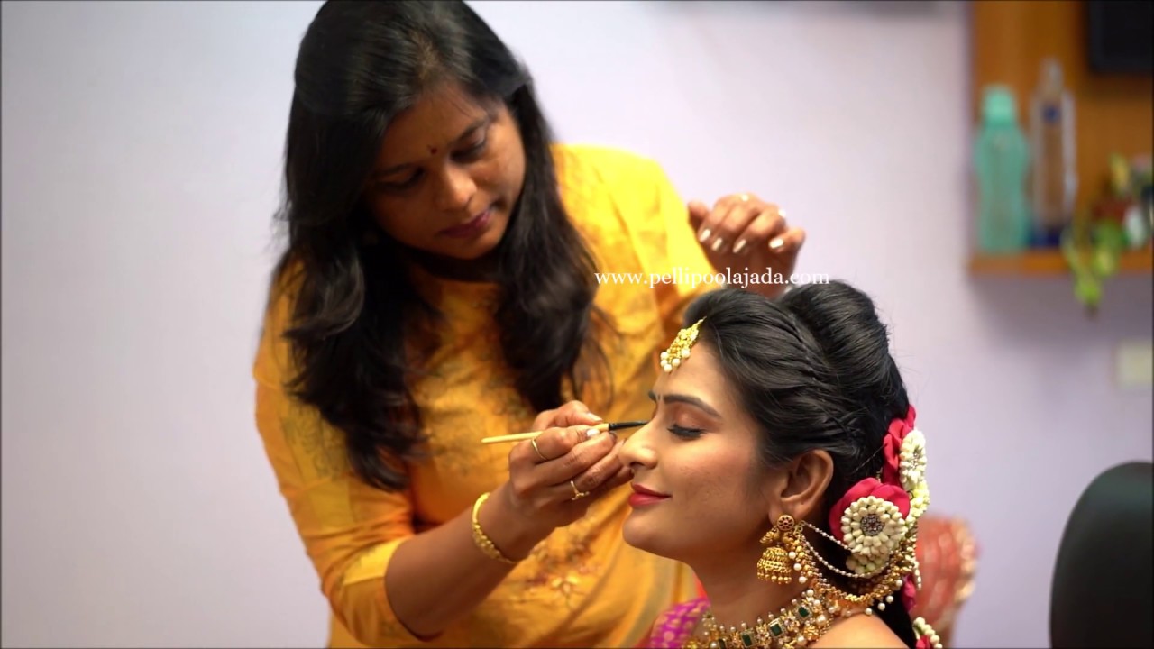 South Indian Bridal hair styling series: Braiding hair with partition ...
