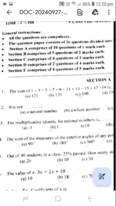#Class 8 Maths Half Yearly Question Paper 2024| Maths Half Yearly ...
