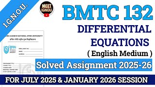 Bmtc 132 Solved Assignment 2025-26 // Differential Equations // #bmtc132_assignment #bmtc132 #bmtc