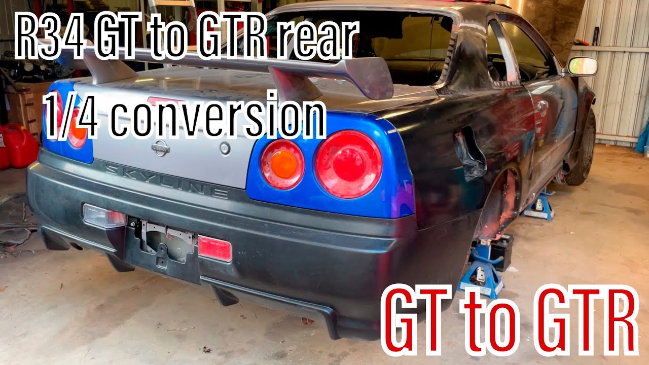 GTR rear quarter panel welded on to GT R34 GTT to GTR conversion