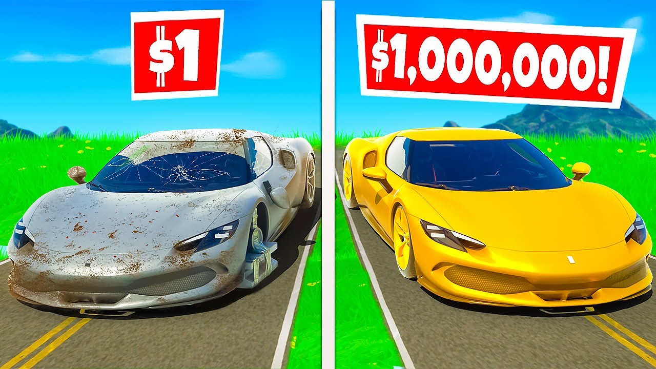 $1 FERRARI vs. $1,000,000 FERRARI?! (Fortnite Challenge)