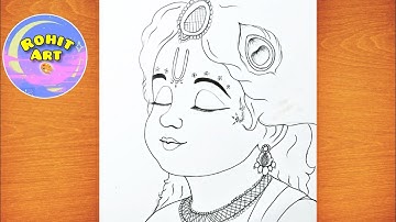 Krishna Drawing Easy and Simple | Lord Krishna Drawing Step By Step | Krishna Drawing Easy