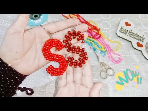 طريقة بسيطة جدا لتنفيذ حرف  بالخرز للمبتدئيين         ميدالية خرز حرف 