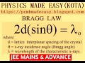 WAVE MECHANICS; DERIVATION OF SCHRODINGER EQUATION; DE-BROGLIE MATTER WAVELENGTH; BRAGGS EQUATION-2;