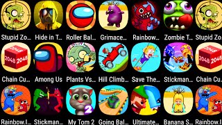 Bowmasters,Grimace Survival Master,PVZ 2,Chain Cube,My Tom,Banana Survival Challenge,Stickman Giant.