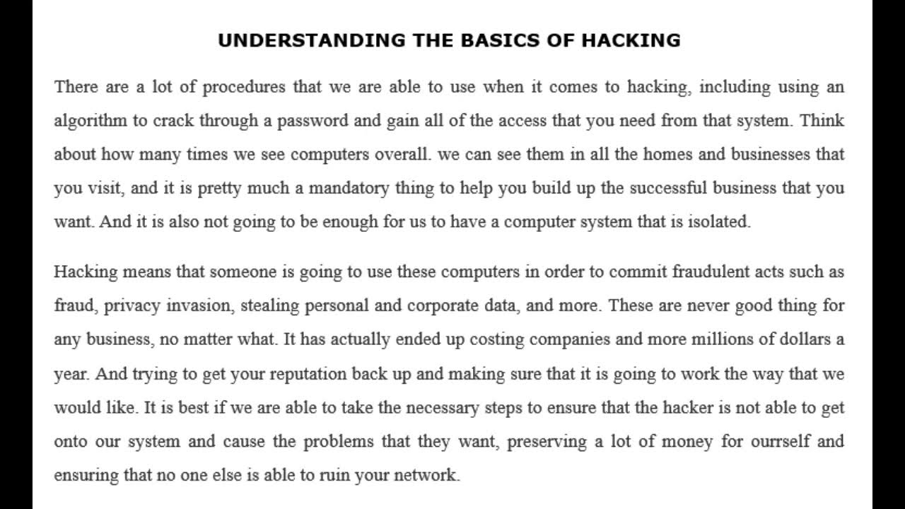 UNDERSTANDING THE BASICS OF HACKING - YouTube