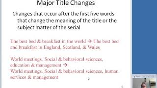 Basic Serials Cataloging, Spring 2014, Week 5, Section 1