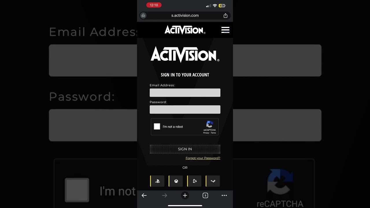 Activision login Hux