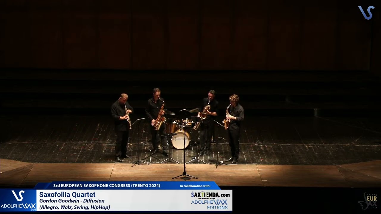Watch EURSAX 2024: Saxofollia Saxophone Quartet plays Diffusion by Gordon Goodwin on YouTube Watch EURSAX 2024: Saxofollia Saxophone Quartet plays Diffusion by Gordon Goodwin on YouTube