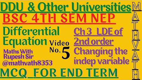 linear differential equation of 2nd order | Bsc 4th semester maths | #ddu | #differential_equation |