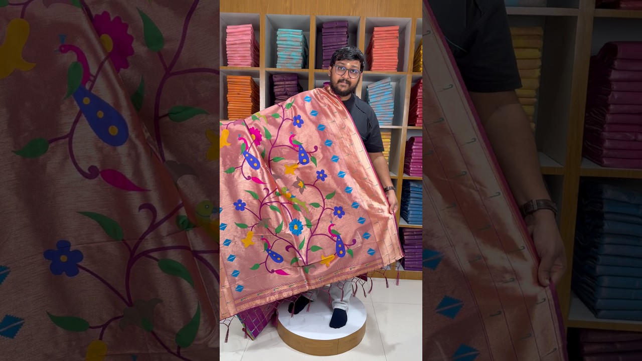 Paithani Jacquard Dupatta with Peacock (Mor) & Floral Weaving