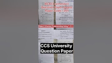 Object Oriented Programming Using C++(Question Paper)/CCS University Question Paer/BCA (3 Semester)