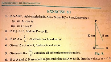 Class 10 Maths Chapter 8 Exercise 8.1 NCERT Solution | New NCERT Book | Introduction to Trigonometry
