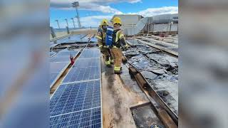 Firefighters put out blaze at Europa Point Stadium after solar panels on the roof caught fire