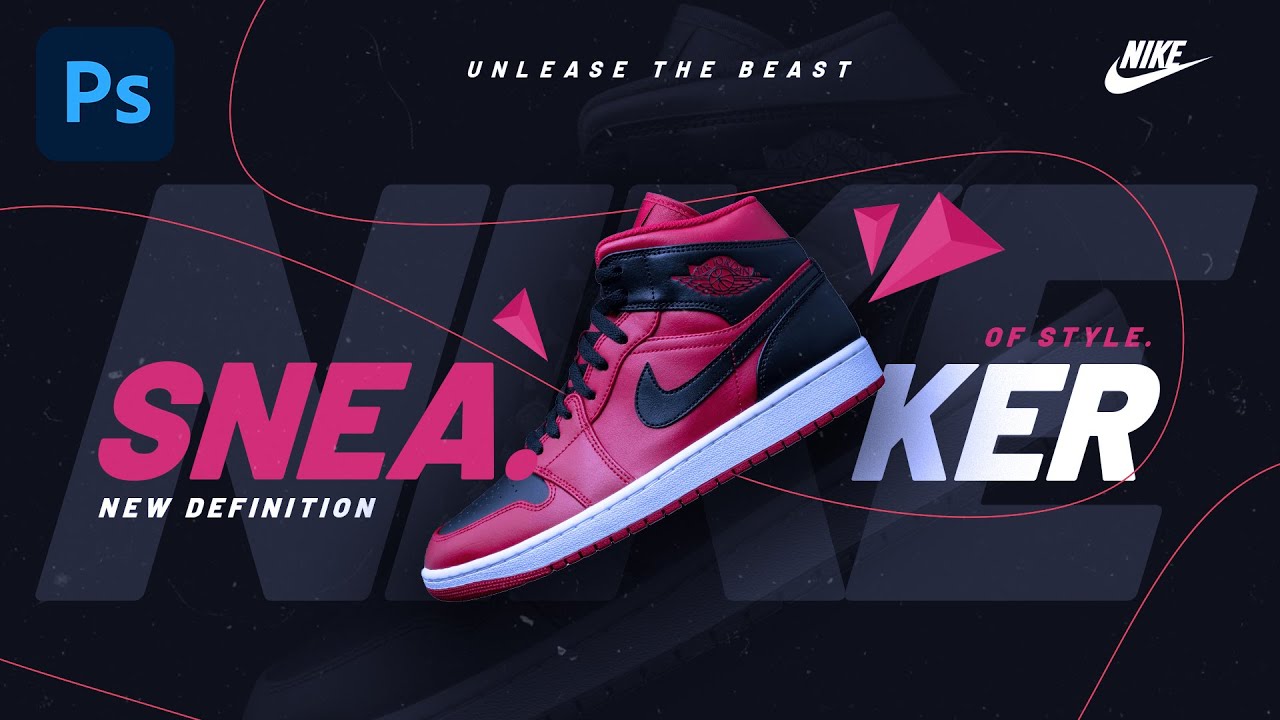 Nike Sneakers Shoe Poster Design in Photoshop - YouTube