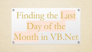 Finding the Last Day of the Month in VB.Net