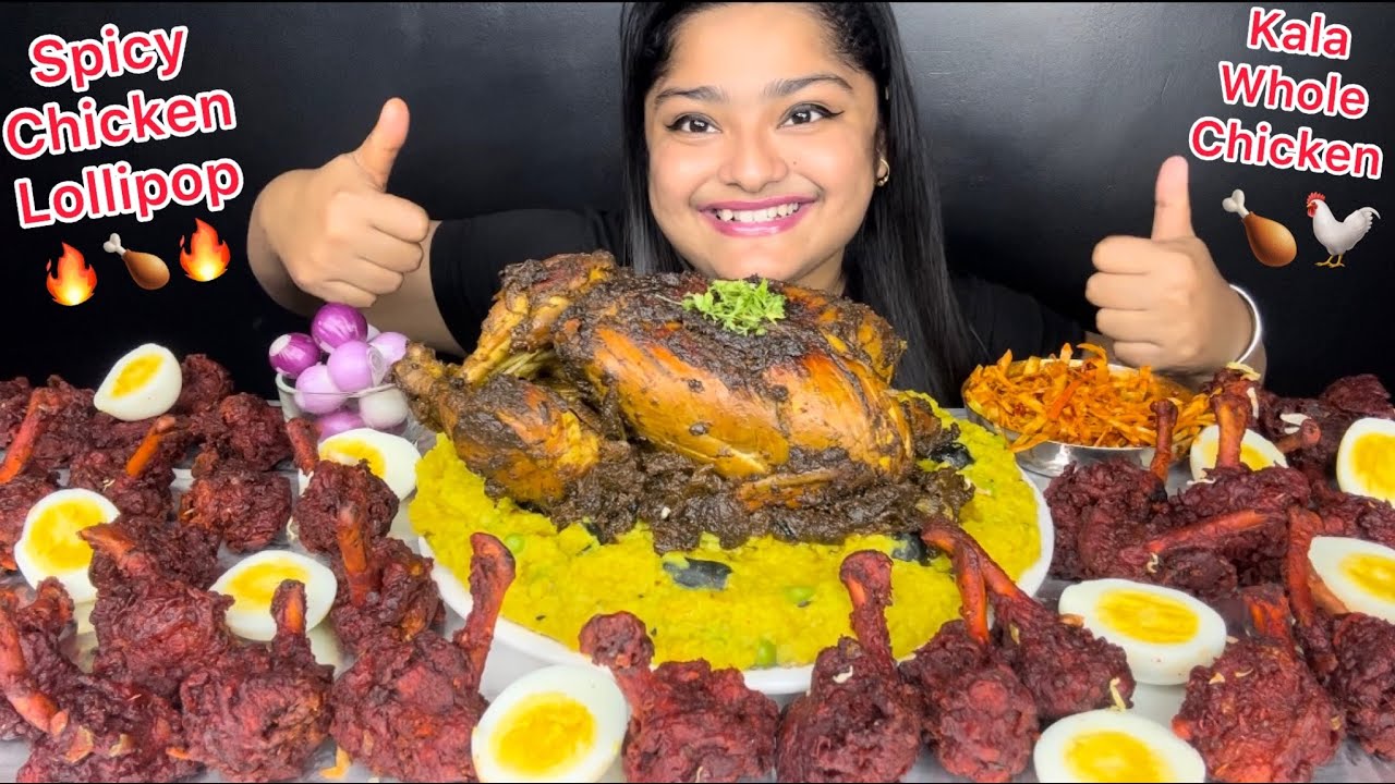 SPICIEST CHICKEN LOLLIPOP 🍗 SPICY KALA BHUNA WHOLE CHICKEN 🐓 BENGALI STYLE KHICHDI | EATING SHOW