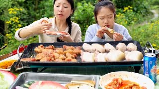 Xiaoyu homemade barbecue at home  a bite down too enjoyable!# gourmet vlog# barbecue is really deli